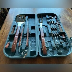 Barbecue Tool Set with Wooden Handles